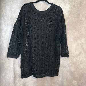 Vintage Kicks Black Mesh Style‎ Open Kit OSFA Boho /Swim Cover Up Black